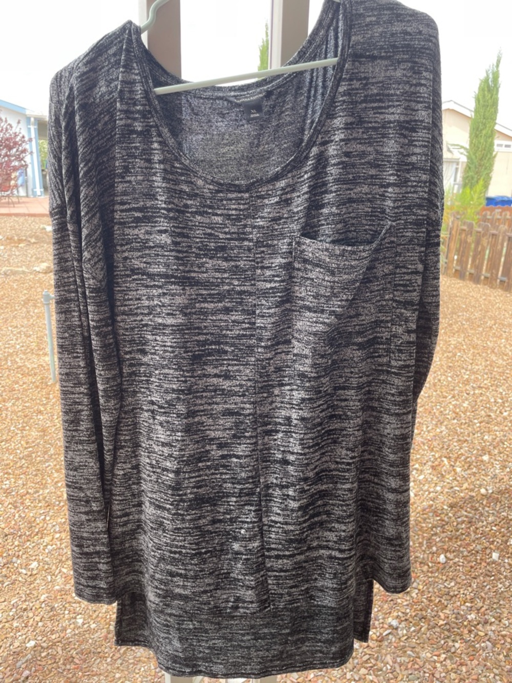 Banana Republic Black and White Marled Long Sleeve Tunic